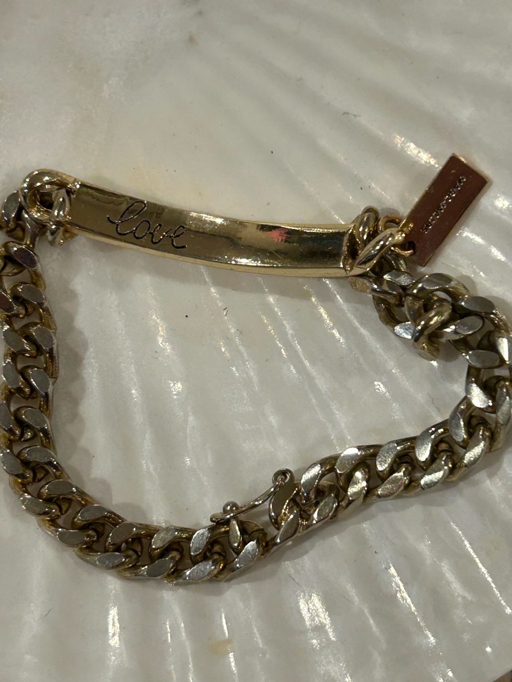 Marc Jacobs Gold Tone 'Love' ID Chain Bracelet
